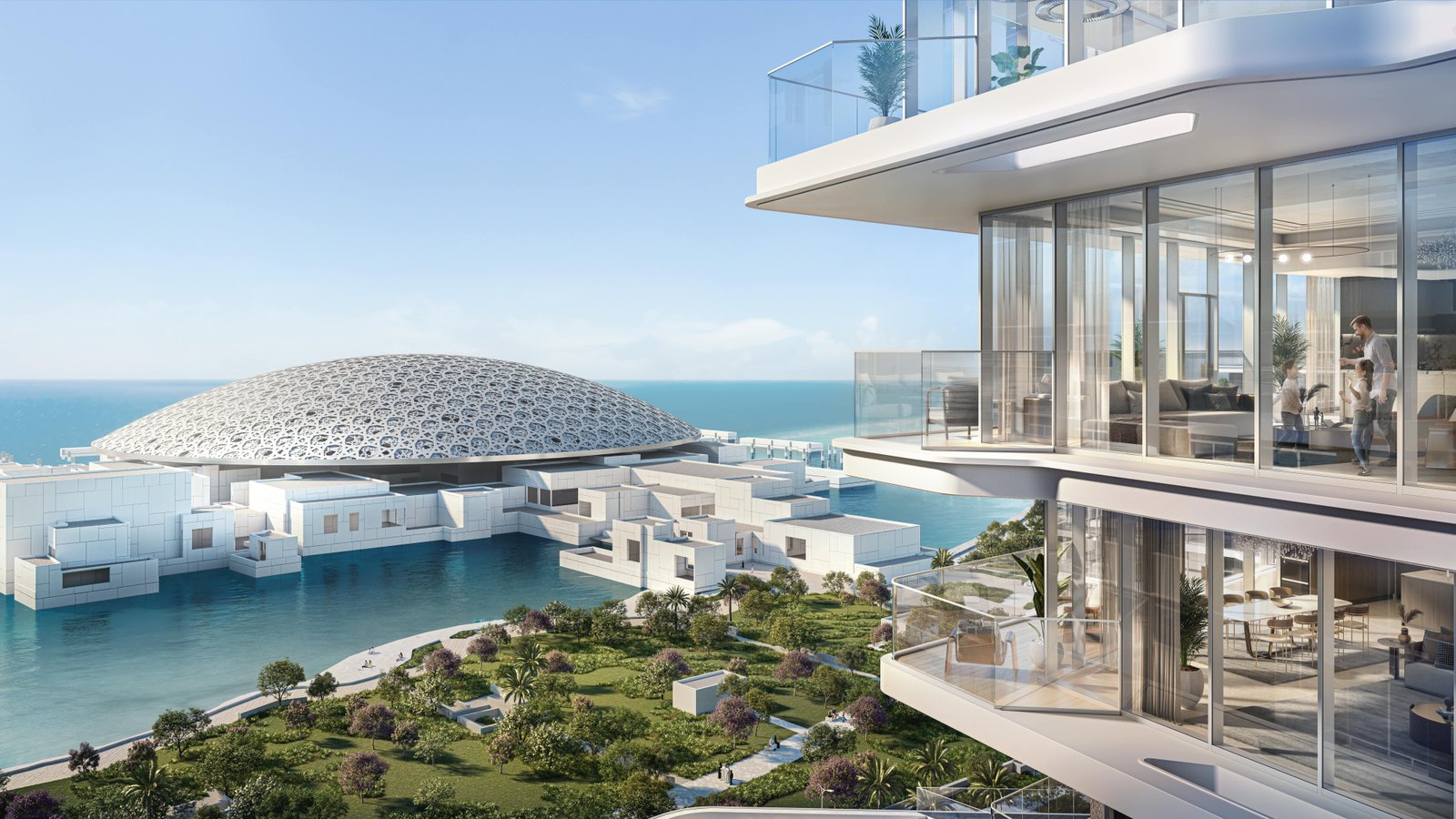 Community amenities and green spaces at Grove Gallery Views with panoramic pool and landscaped gardens