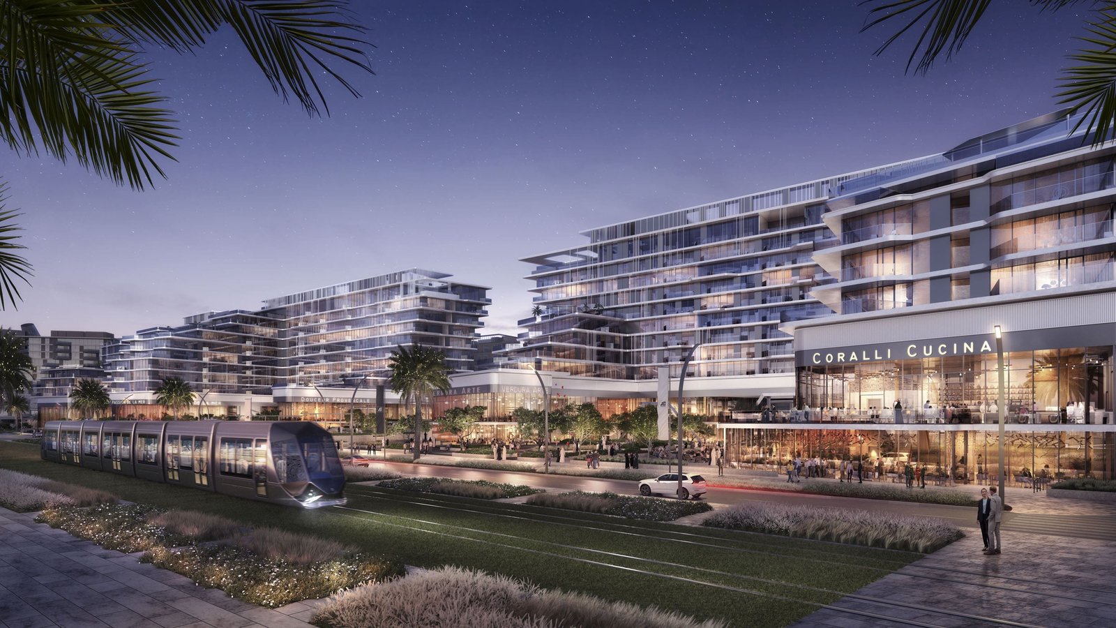 Aerial view of Grove Gallery Views on Saadiyat Island Abu Dhabi showcasing waterfront residences, landscaped design, and premium island living